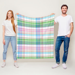 Niedlicher Pastellrosa-blaues Grüntartan-kariertes Fleecedecke