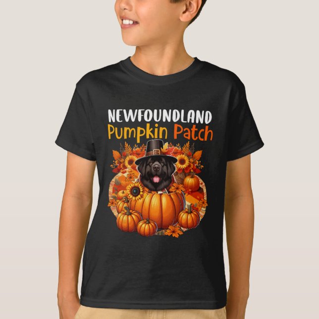Niedlicher Patch Erntedank Pumpkins Fall T-Shirt (Vorderseite)