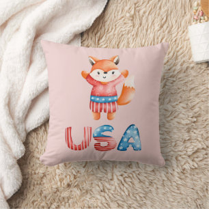 Niedlicher Patriotic Fox Kissen