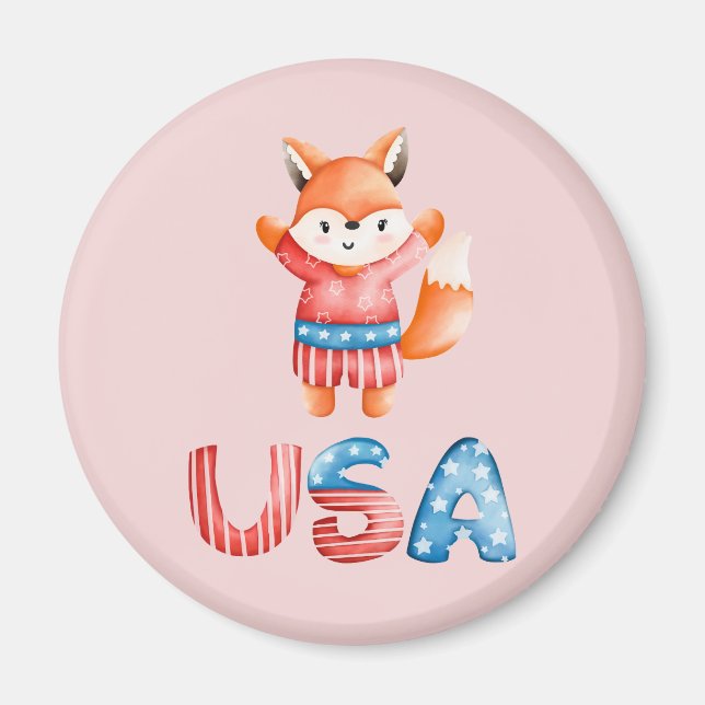 Niedlicher Patriotic Fox Magnet (Vorne)