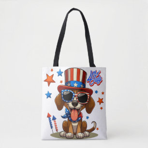 Niedlicher, patriotischer 4. Juli Hund/Welpe