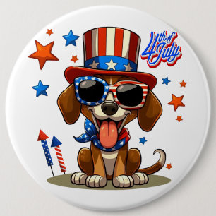 Niedlicher, patriotischer 4. Juli Hund/Welpe Button