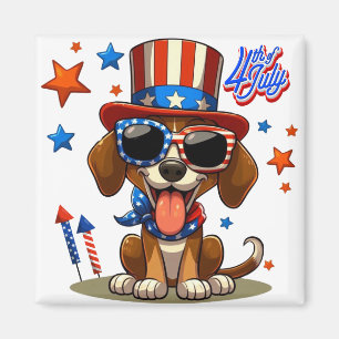 Niedlicher, patriotischer 4. Juli Hund/Welpe Magnet