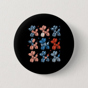Niedlicher Patriotischer Ballon Hund 4. Juli Ameri Button
