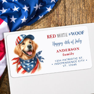 Niedlicher Patriotischer Hund 4. Juli Rücksendeadr Adressaufkleber