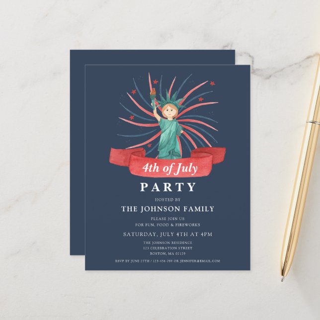 Niedlicher Patriotischer Rot Weiß und Blau 4. Juli (Vorderseite/Rückseite Beispiel)