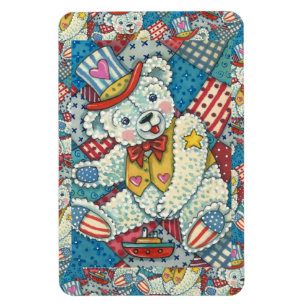 NIEDLICHER PATRIOTISCHER TEDDY BAR, BOOT & PATCHWO MAGNET