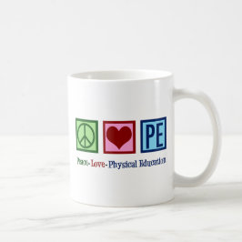 Niedlicher PE-Lehrer Friedens-Liebe Physische Bild Kaffeetasse