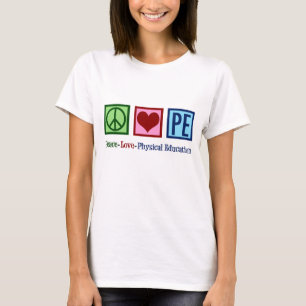 Niedlicher PE-Lehrer Friedens-Liebe Physische Bild T-Shirt