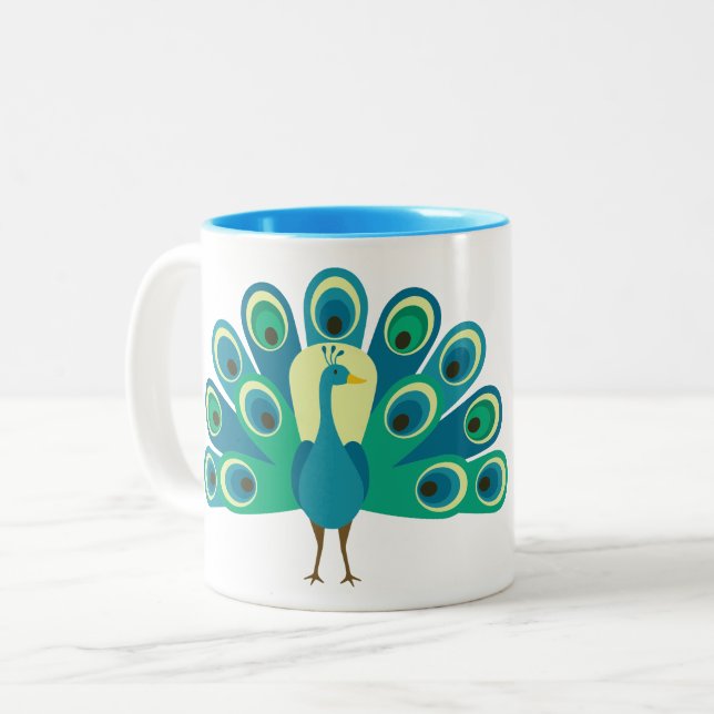 Niedlicher Peacock-personalisierter Mug Zweifarbige Tasse (Vorderseite Links)