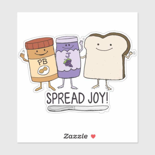 Niedlicher Peanut Butter & Jelly & Brot Spread Joy Aufkleber (Blatt)