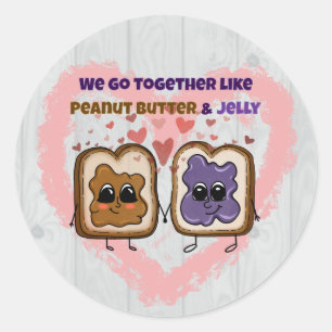 Niedlicher Peanut Butter & Jelly-Liebe Herz-Sticke Runder Aufkleber