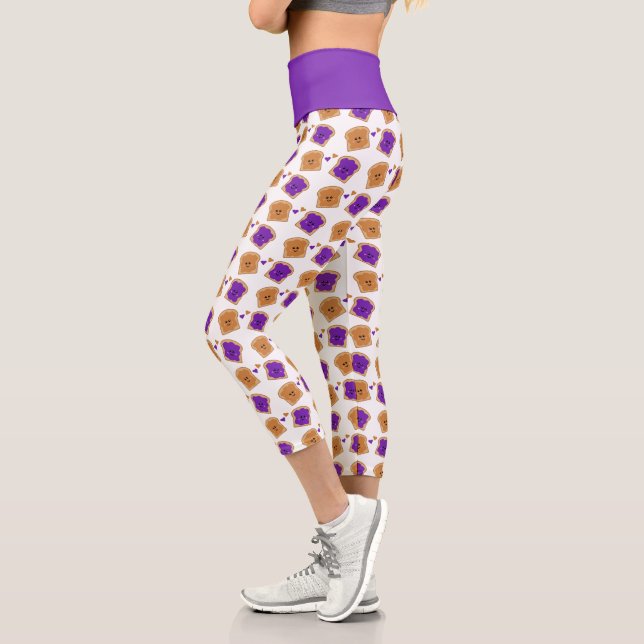 Niedlicher Peanut Butter und Jelly Sandwich Muster Capri Leggings (Links)