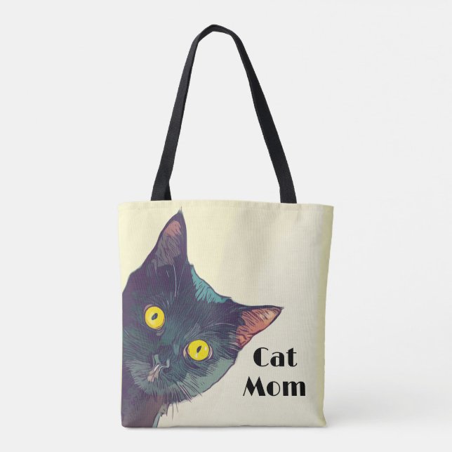Niedlicher Peeking Cat Design Tote Bag (Rückseite)
