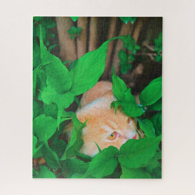 Niedlicher Peeking-Cat-Fot-Druck Puzzle (Vertikal)