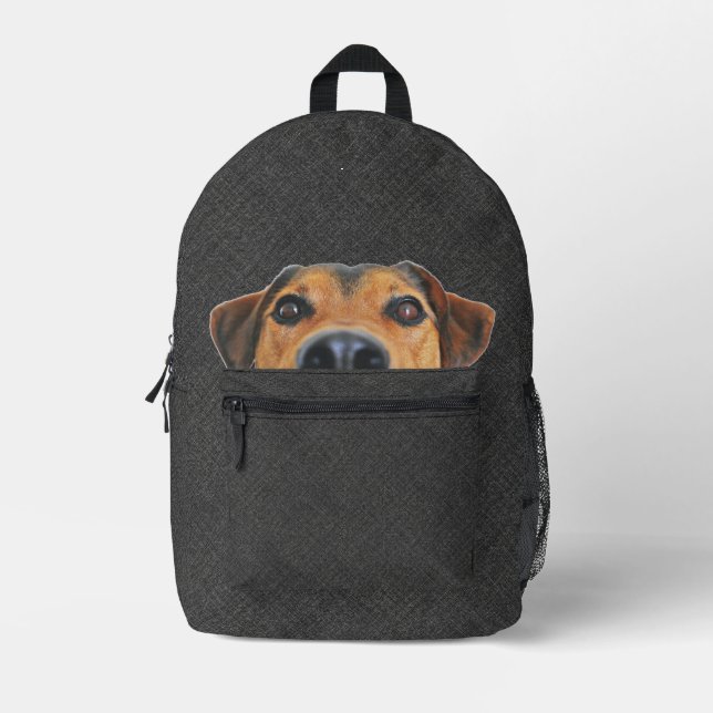 Niedlicher Peeking-Face-Dog Bedruckter Rucksack (Vorderseite)