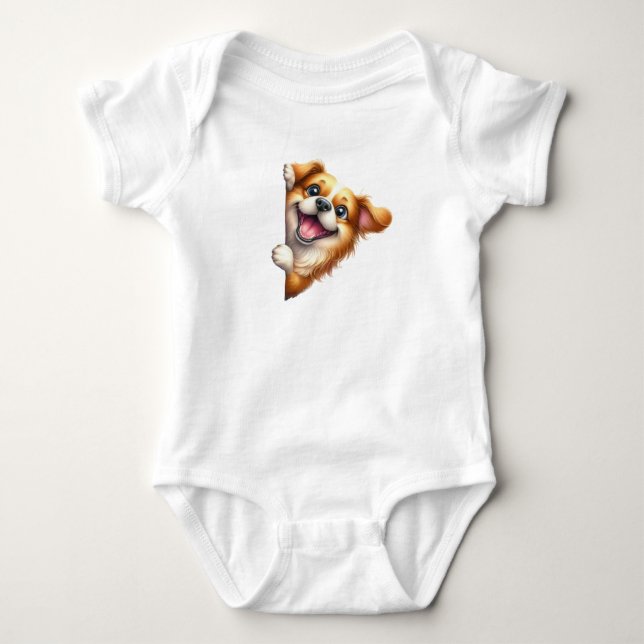 Niedlicher Peeking Hund Baby Strampler (Vorderseite)