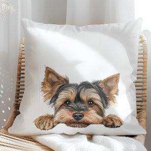 Niedlicher Peeking yorkie Kissen