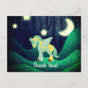 Niedlicher Pegasus schläft unter Sternen Pferd Dan Postkarte