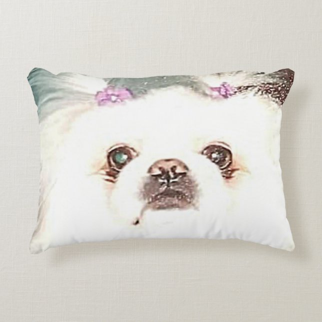 Niedlicher Pekingese Hund oder Wechsel zu Ihrem Hu Dekokissen (Vorderseite)