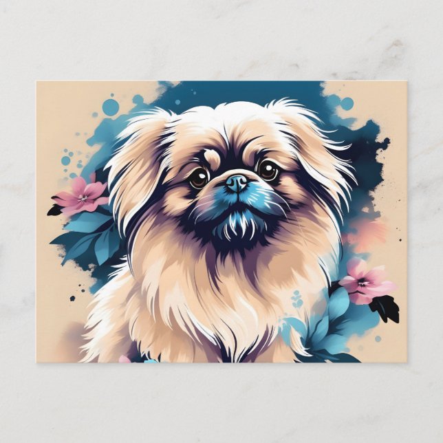 Niedlicher Pekingese Postkarte (Vorderseite)