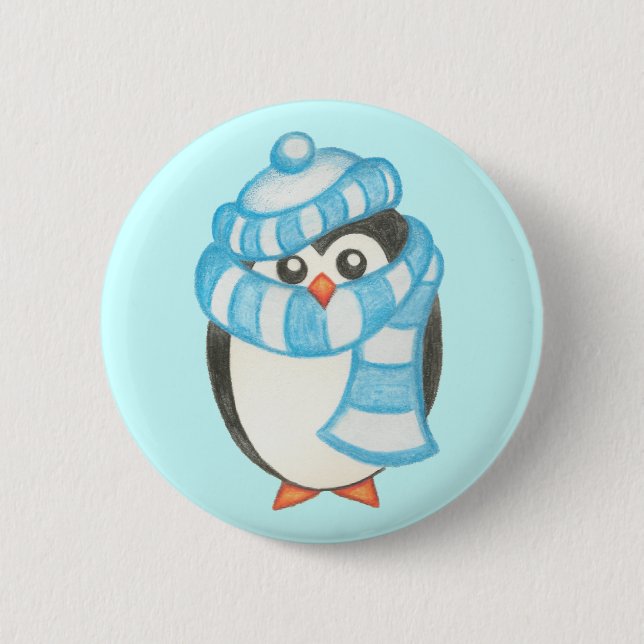 Niedlicher Penguin-Button für Weihnachtsfeiertage Button (Vorderseite)