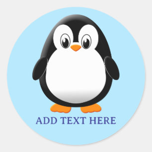 Niedlicher Penguin Cartoon Custom Blue Runder Aufkleber