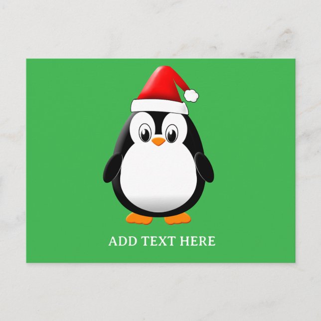 Niedlicher Penguin Cartoon Custom Christmas Postkarte (Vorderseite)