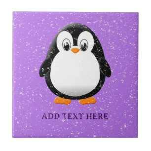 Niedlicher Penguin Cartoon Custom Lila Fliese