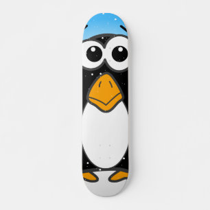 Niedlicher Penguin Cartoon Illustriert Blue Skateboard