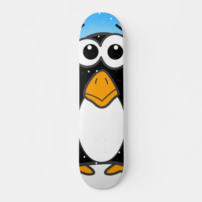 Niedlicher Penguin Cartoon Illustriert Blue Skateboard (Vorne)