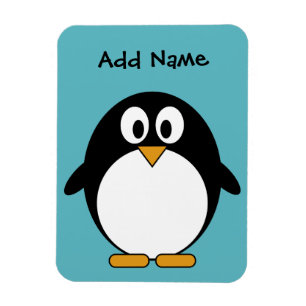 Niedlicher Penguin-Cartoon mit Bereich für Namen Magnet