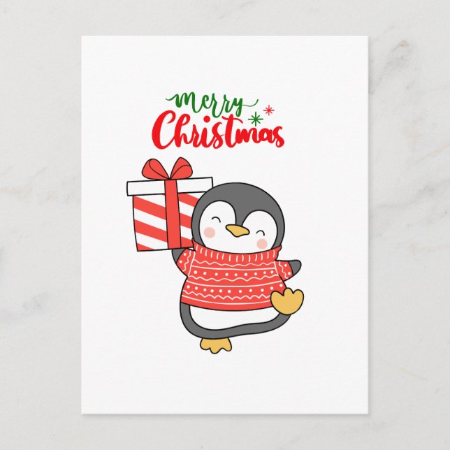 Niedlicher Penguin Frohe Weihnachten (Vorderseite)