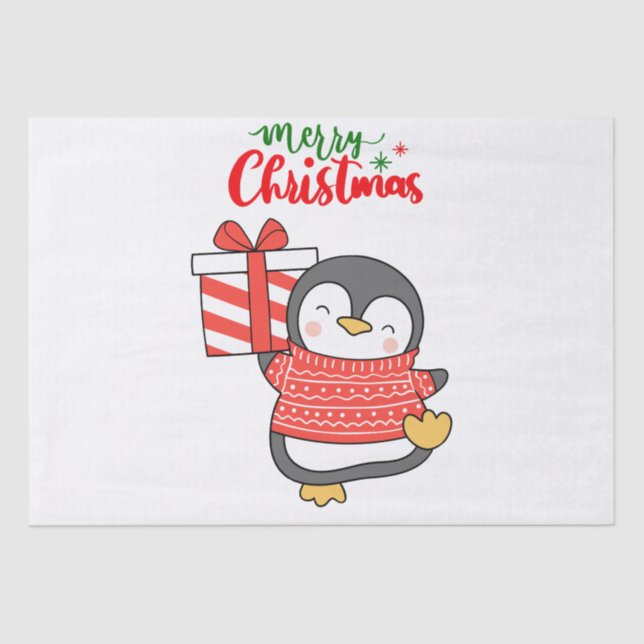 Niedlicher Penguin Frohe Weihnachten Seidenpapier (Vorderseite)
