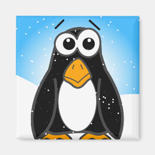 Niedlicher Penguin im Schnee mit blauem Himmel Magnet