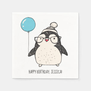 Niedlicher Penguin mit einem Ballon Personalisiert Serviette