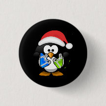 Niedlicher Penguin mit Weihnachtsmannmütze-und