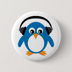 Niedlicher Penguin u. Kopfhörer-kundengerechtes Button