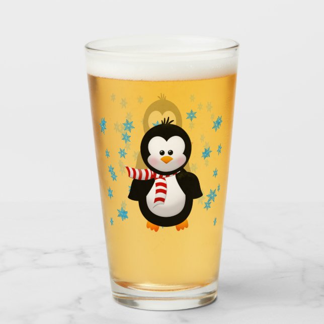 Niedlicher Penguin u. Schneeflocken Glas (Vorne (Gefüllt))