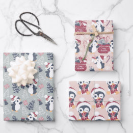 Niedlicher Penguin Weihnachten Geschenkpapier Set