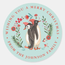 Niedlicher Penguin Weihnachten Weihnachtsname blau