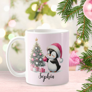 Niedlicher Penguin Weihnachtsbaum Rosa Weihnachten Kaffeetasse