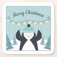 Niedlicher Penguin Winterkunst Frohe Weihnachten
