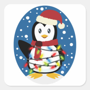 Niedlicher Penguin Xmas Weihnachten Weihnachten We Quadratischer Aufkleber