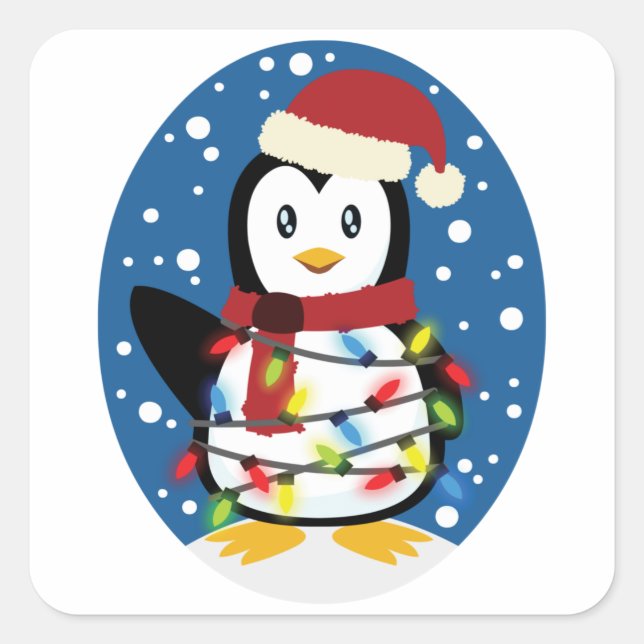 Niedlicher Penguin Xmas Weihnachten Weihnachten We Quadratischer Aufkleber (Vorderseite)