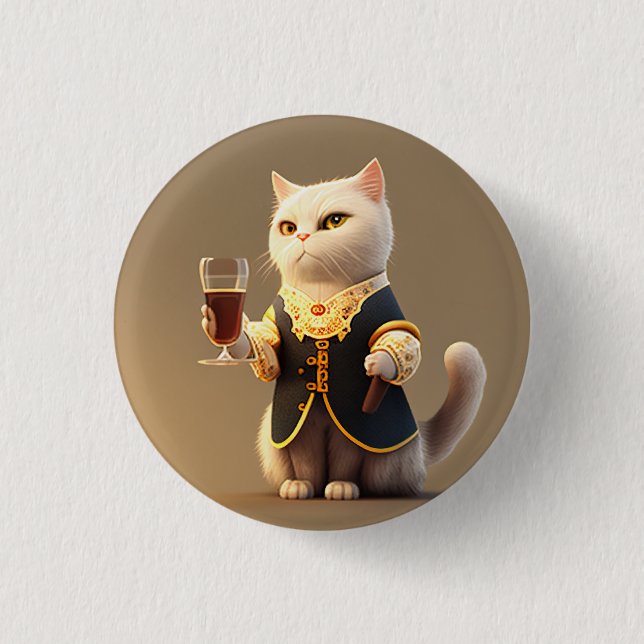 Niedlicher Personal cat Diener, lustiger Diener Ki Button (Vorderseite)
