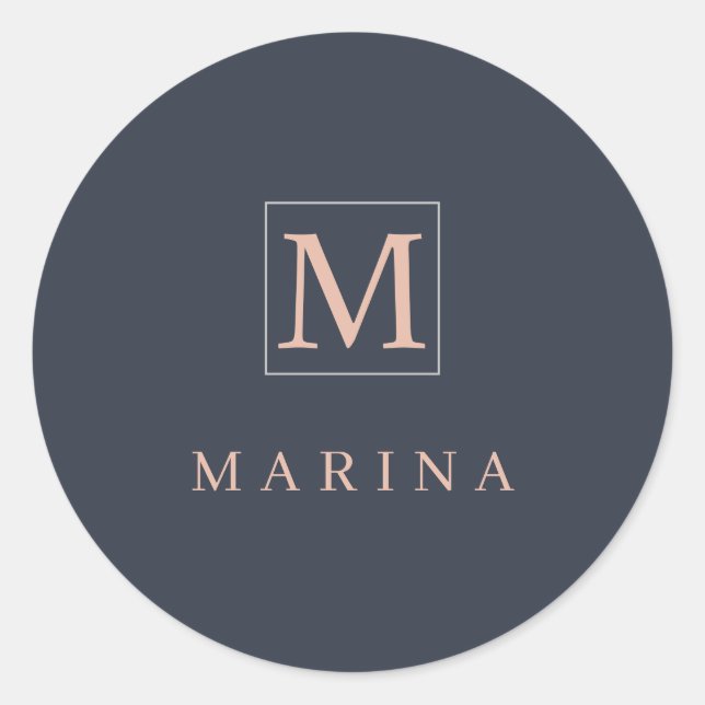 Niedlicher personalisierter Anfangsname Runder Aufkleber (Vorderseite)