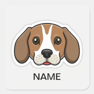 Niedlicher personalisierter Beagle Quadratischer Aufkleber