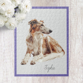 Niedlicher Personalisierter Borzoi Dog Jigsaw Puzz Puzzle