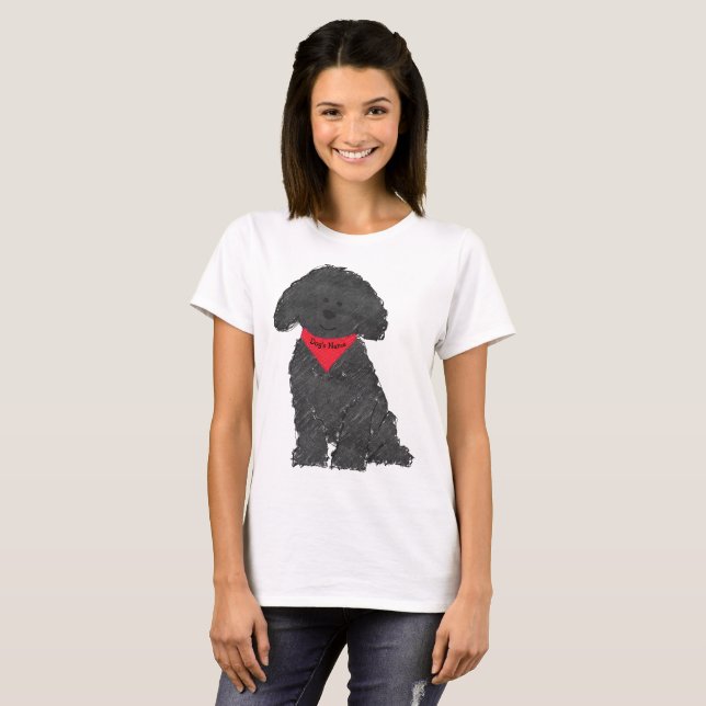 Niedlicher Personalisierter Cartoon Labradoodle We T-Shirt (Vorne ganz)
